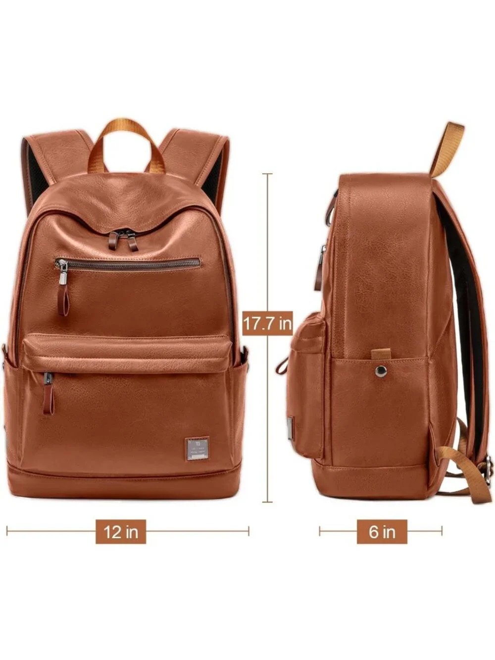 Stylish Waterproof Leather Laptop Backpack for Men & Women - Lightweight Travel